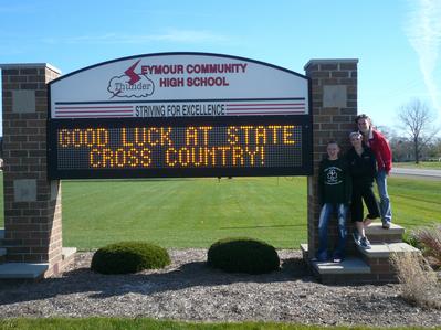 Marquee sign with Caitlin and Bridget